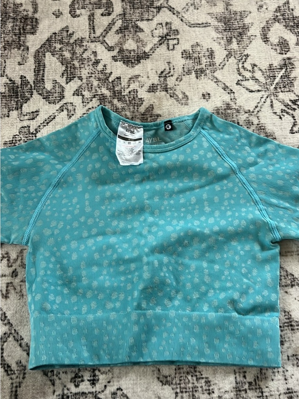 AYBL teal workout crop top size S